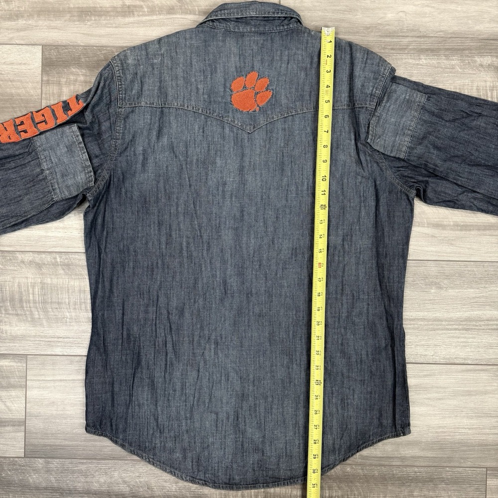Wrangler Retro Mens‎ Western Pearl Snap Denim Shirt  Clemson Tigers LARGE NWT - Picture 9 of 10
